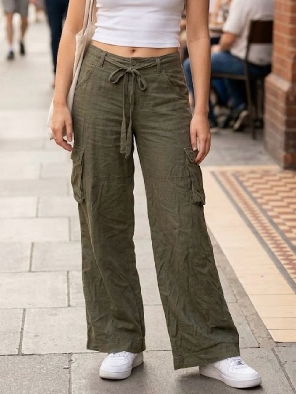 Kismet Olive Green Wide Leg Cargo Pants Boho Cottagecore Utilitycore 28W 31L